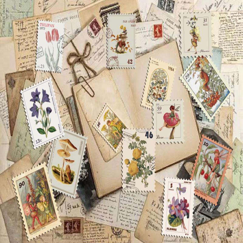 50 Stamp Effect Retro Landscape Oil Painting Style Scrapbook Stickers for Girls