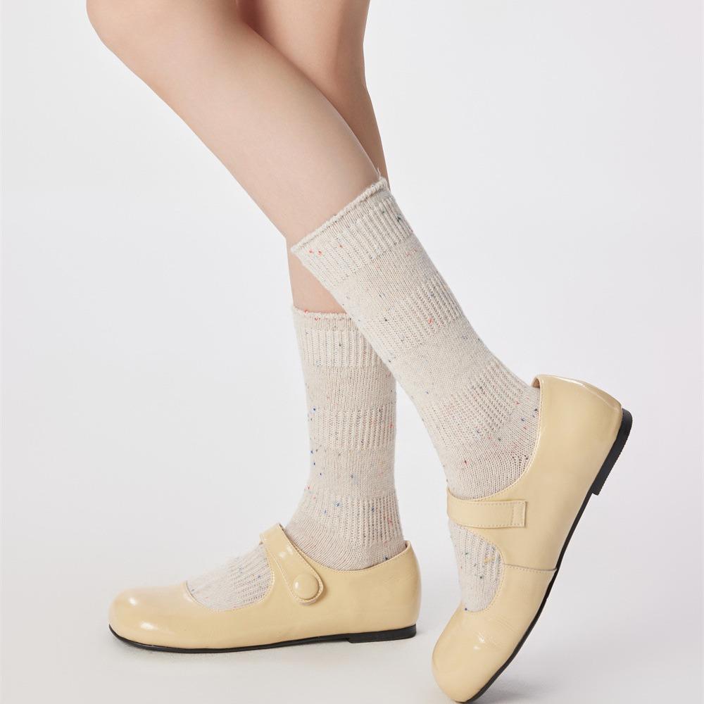 Color Dot Yarn Wool Socks Thickened Ankola Red Trend Retro Delicate Warm Women'S High Stack Socks