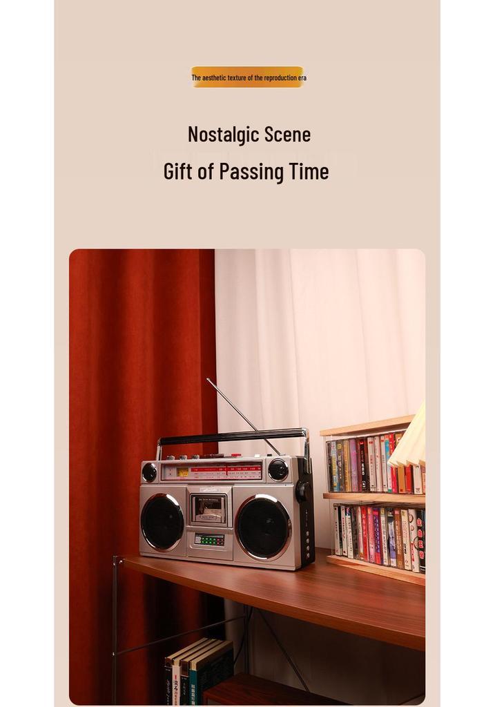 Vintage Cassette Player with Stereo Recorder and FM Bluetooth Speaker