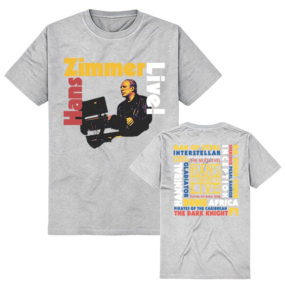 Hans Zimmer Vintage Tour Grafické Tričko 90s Retro & Farebné Bloky Okrúhly Výstrih Tričko Pohodlné Bavlnené Tričko Krátky Rukáv Unisex Tričko Top