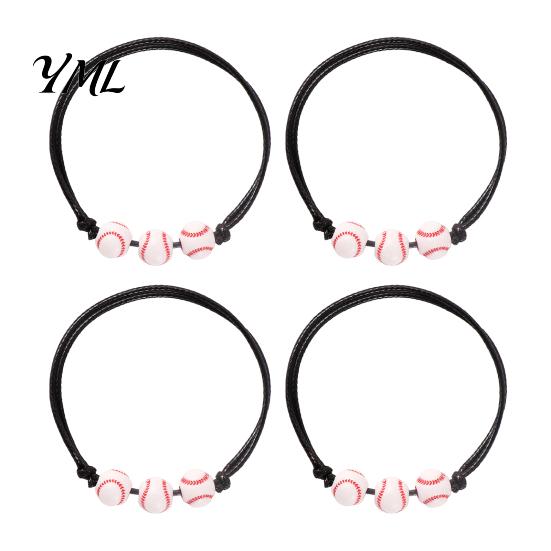 Commemorative Sports Game Gift 4 Pcs Balls Braided Rope Bracelets, Adjustable String Bracelet, Men Women Sport Wrist Decor Handmade Woven Cord