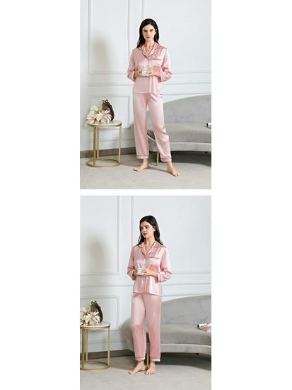 Women's Long Sleeve Silk Pajama Set - 100% Mulberry, Versatile for Spring/Summer, Indoor/Outdoor Wear