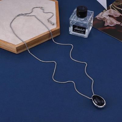 French Teardrop Black Agate Luxury Necklace