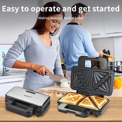 Houselin  Electric Sealed Sandwich Maker Grill, Makes Stuffed French Toast, Omelets, Compact & Easy To Store, 1000W
