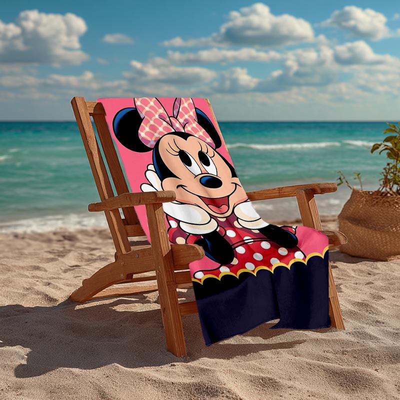 Ultra-Soft Beach Towel with Minnie Theme,Ideal for Pool - Camping, Diving - Perfect Travel Essential, Vibrant Beach Towel.