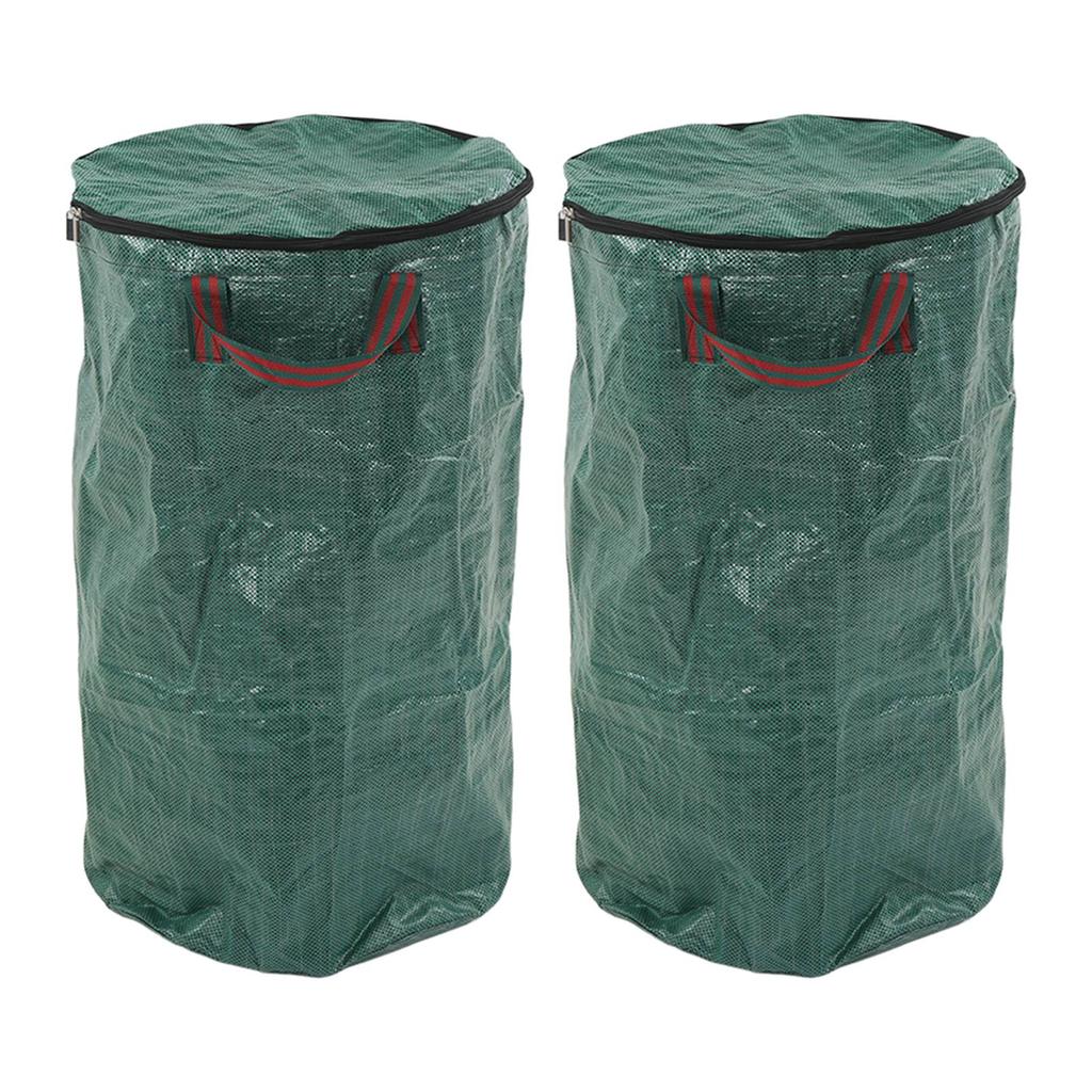 2Pcs Garden Waste Bags Green Reusable Anti Corrosion Heat Resistant Leaf Collection Bag with Handle 272L 72Gal 67x76cm
