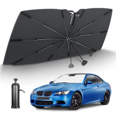 Newly Perfect Foldable Car Front Umbrella Light Heat UV Easy Fits Rearview Mirror No Flexible Center TPU Center Rod 10 Reinforced Sun Car Heat Storage
