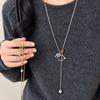 Geometric Y-Shaped Necklace Silver Color Charm Choker Necklaces New Sweater Chain  Gifts