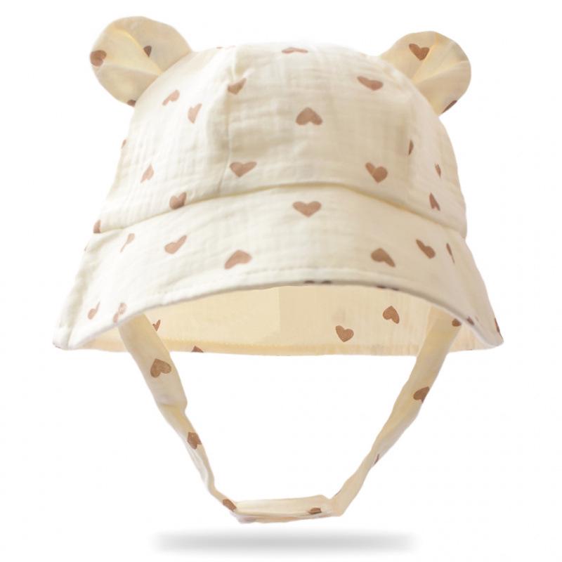 Summer Baby Bunny Ear Sun Hat - Printed Gauze Fisherman Hat for European & American Children