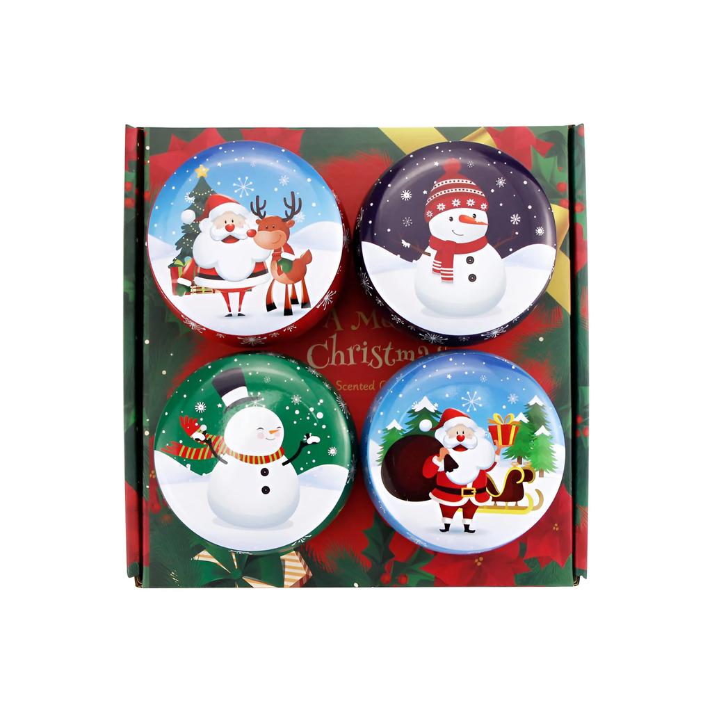 4pcs/set Christmas Scented candles Soy Wax Candles Aromatherapie Geurkaars Gift Set, Luxe Santa Claus, Snowman Decoratie