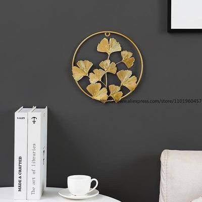 Nordische Goldene Ginkgoblatt Wohnzimmer Wanddekoration Kreative Wandhänge-Dekoration Ohne Bohren