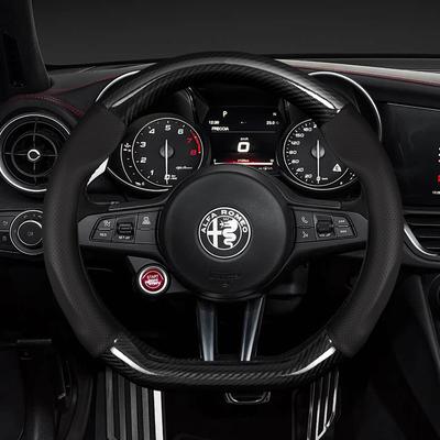 Carbon Fiber Leather Car Steering Wheel Cover for Giulia Stelvio Giulietta 159 147 156 Mito Sportiva Auto Accessories