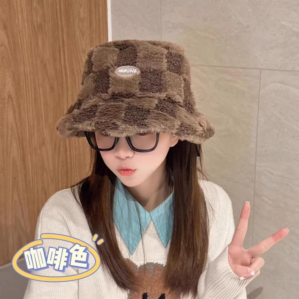 Women's Fashion Cap Autumn and Winter Thicken Warm Hat Korean Style Cold Proof Windproof Sherpa Bucket Hat