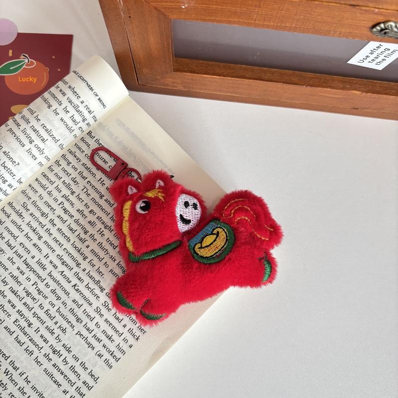 

1Pcs Pony Doll Home Decoration Ornament 2026 Year Of The Horse Mascot Plush Toy Pendant Soft Realistic Born Gifts червоний