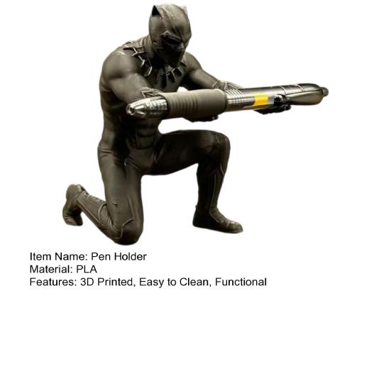 Kneeling Hero Pen Stand, 3D Printed Dark Style Desk Organizer, Action Figure Pencil Holder for Office, Collectible Gift