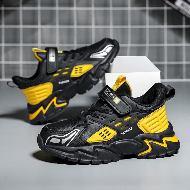 2025 New Kids Sneakers Black Kids Casual Shoes Fashion PU Leather Running Sports Comfortable Shoes for Boy