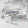 Strawberry cherry transparent pencil case, student universal life learning transparent stationery bag, pencil case