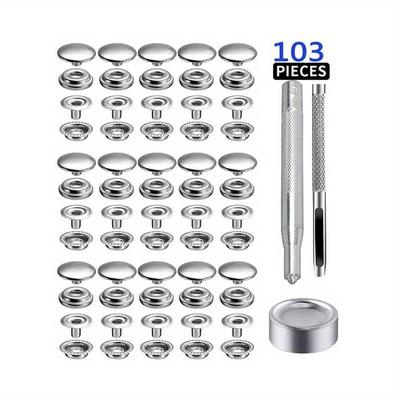 100 pezzi 15mm Canvas Snap Kit Marine Grade Snap Fastener Bottoni automatici in acciaio inossidabile per copertura barca, cucito pelle, vestiti, tenda