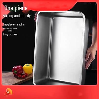 304 Stainless Steel Deep Rectangular Food Pan with Lid