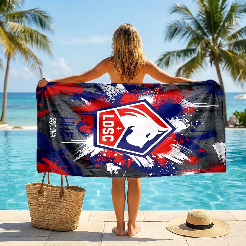 LOSC Lille FC Print Quick Dry Beach Towel Microfiber Absorbent Portable Travel Swimming Towel