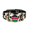 Factory National Country Flag Design Bracelet Crystal Bead Snap Button Sports National Team Jewelry Gift Leather Wrap Bracelet