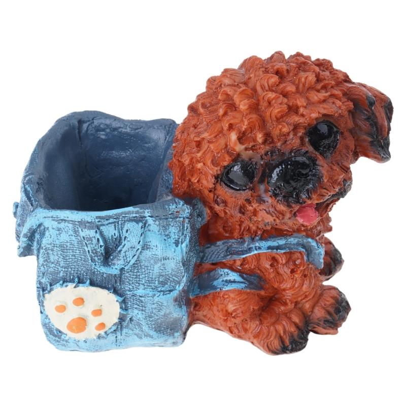 Dog Shape Pen Cup Resin Pencil Cup Desktop Pen Stand Makeup Brush Organizers Storage Box Table Ornament for Office Desk
