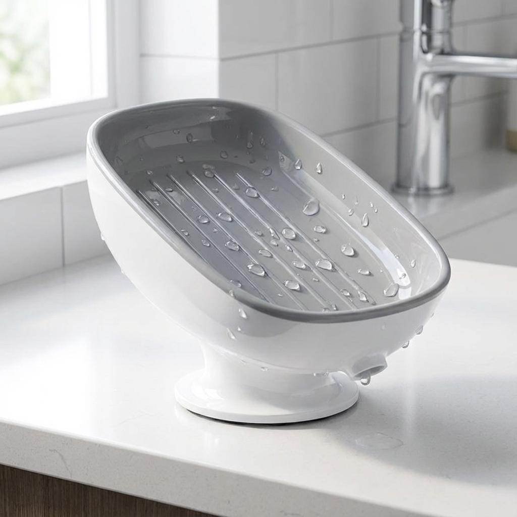 

Suction Cup Soap Dish Self-Draining Non-Slip Soap Holder For Bathroom Shower Kitchen Sink Soap Storage білий