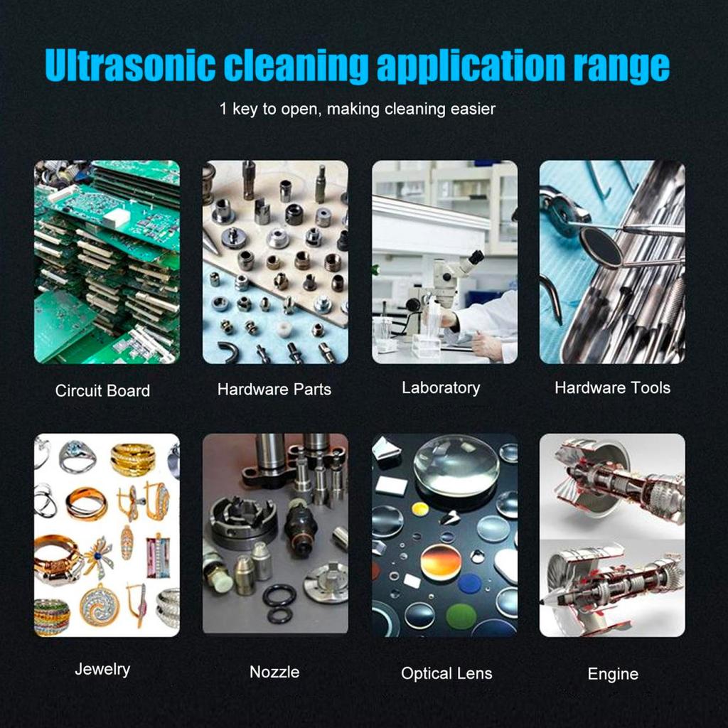 Ultrasonic Cleaner Machine 1.3L Professional Ultra Sonic Jewelry Watch Ring Heated Cleaning Machine with Timer Heater EU Plug AC200‑240V 50Hz