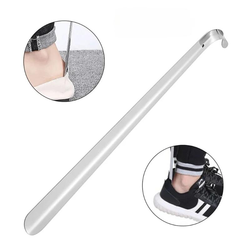 42CM Extra Langer Schuhlöffel Edelstahl Silber Metall Schuhanzieher Schuhlöffel Anhebehilfe Rutschfester Schuhzieher Schuhanzieher