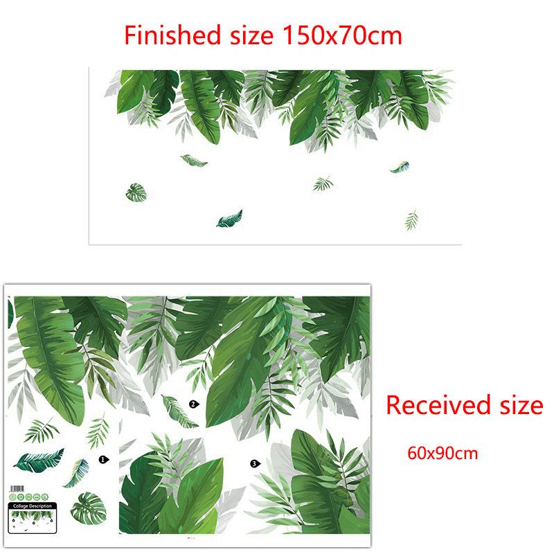 Nordic Green Leaf Plant Wall Sticker Self Adhesive Removable Home Decor for Bedroom Dormitory Wall Art