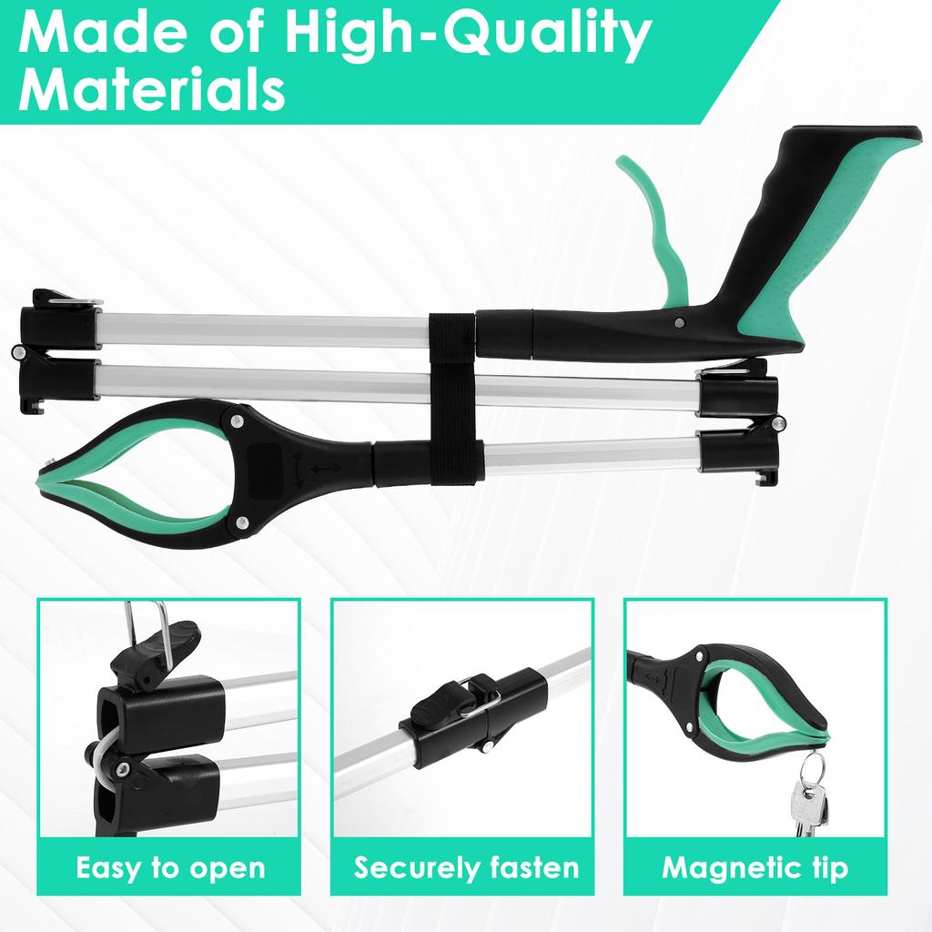 Foldable Gripper Extender Hand Tools Litter Reachers Picker Portable Collapsible Garbage Grabber Pick Up Tools With Non-Slip Jaw
