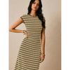 Abito estivo a righe in maglia Slim Fit Elegante da festa Casual Senza maniche Abiti da sera Eleganti 2026 Dolce per ufficio Streetwear Bodycon Abbigliamento
