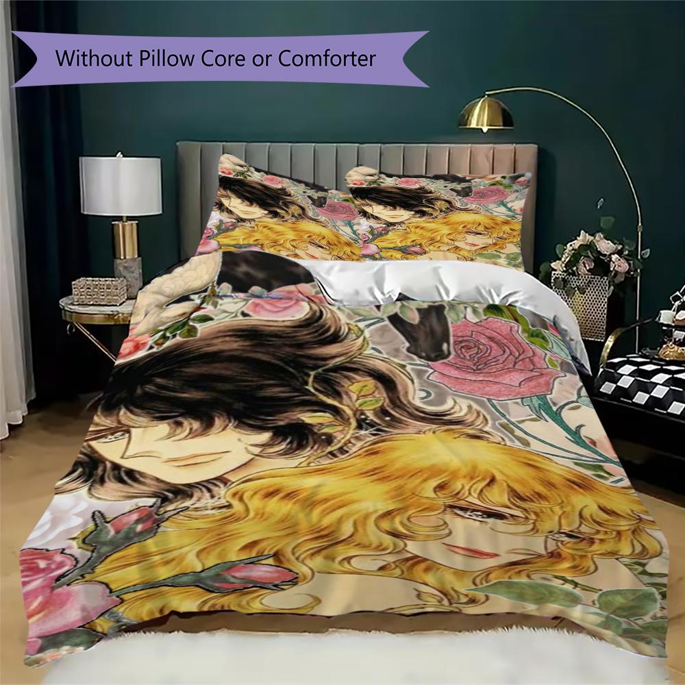 Versailles Rose Love Pattern Bedding uilt Set uilt Cover Pillowcase Home Decoration Birthday Gift (1 * duvet cover + 2 * pillowcase without core)237
