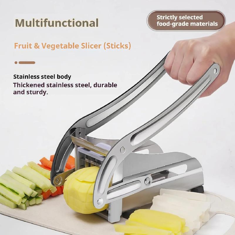 Stainless Steel French Fry Cutter with 1/2-Inch Blade - Heavy-Duty Potato Cutter, Perfect for Cutting Potatoes, Carrots & Cucumb