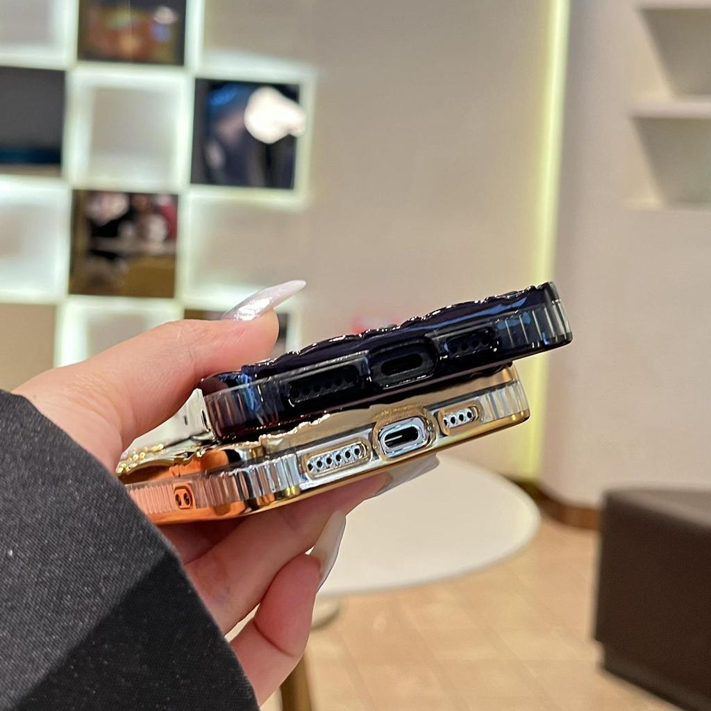 Silbernes Glitzer-Rautenmuster-Handyhülle für iPhone 13-17 Pro/Max/Plus