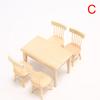 1/12 Dollhouse Miniature Furniture White Wooden Dining Table Chairs Model Toys