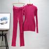Casual Fashion Suit Women's Autumn and Winter Tight Sexy Knitted Sweater Pant Suit
