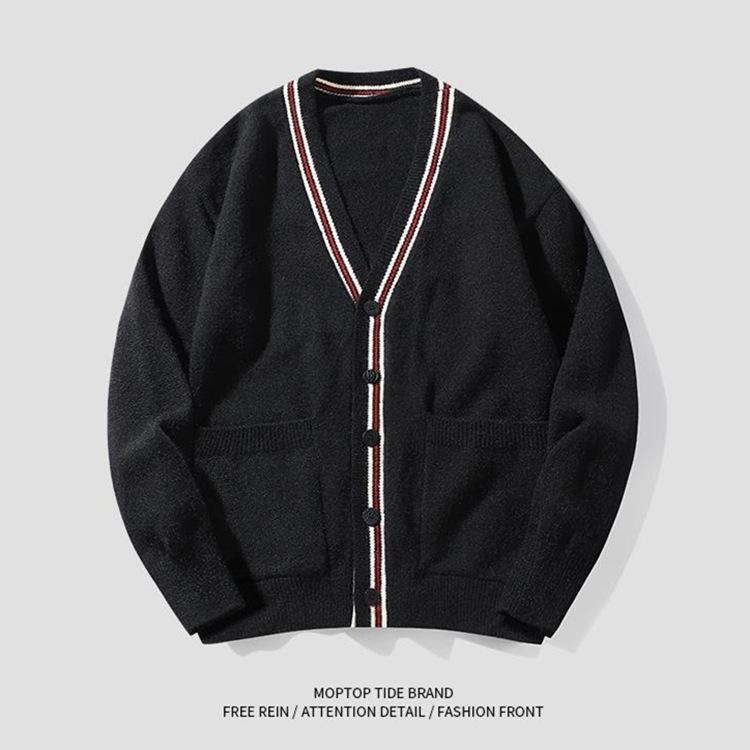 

Весенне-осенний вязаный кардиган с карманами, мужской британский тренд, корейская версия молодежного модного свитера, пальто M