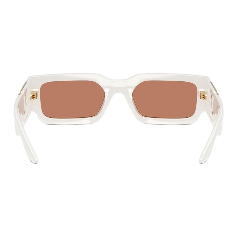 Versace Temple Logo Injection Molded Rectangular Sunglasses Unisex Couple Style White 65974345 VE4506U554473-White 54/21/140 - H.32