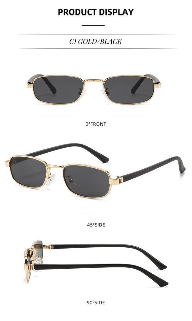 Vintage European & American Small Square Metal Sunglasses - Women's Trendy, Versatile Retro Style