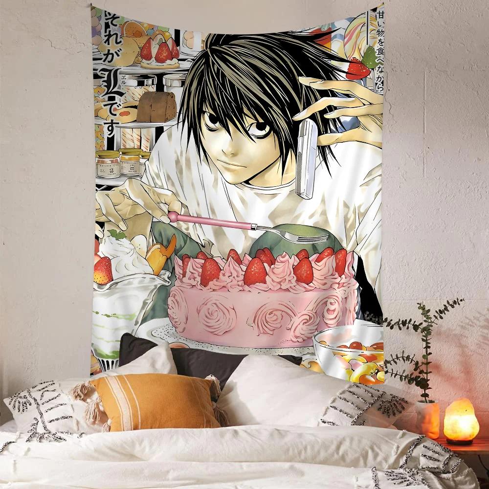 Anime Death Note DN L Barevná tapiserie na stěnu Bohémské nástěnné tapiserie Mandala Nástěnné plachty