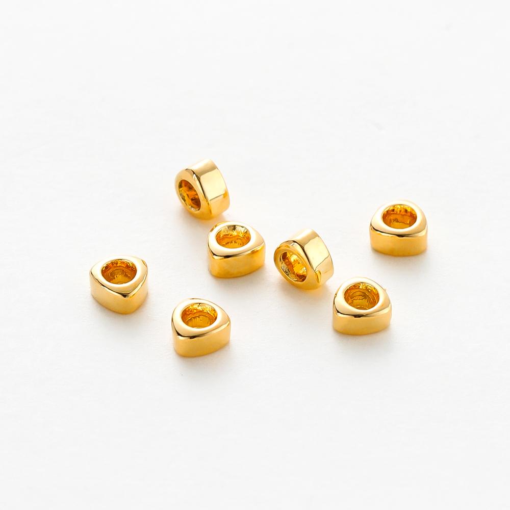 30/50pcs 14K 18K Gold Color Plated Brass Hole 1.5mm Triangle Beads Spacer Beads Bracelet Diy Jewelry Accessories 2.5mm x 50pcs