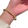 Elegant Flower Bracelet With Zirconia Stones Gold Plated Copper Alloy Lightweight Chic Vintage Style Womens Jewelry
