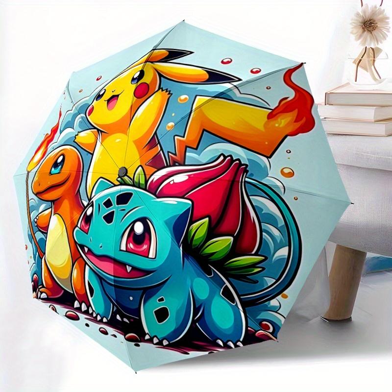 1 Stück Pokémon Automatischer Faltregenschirm - 3-fach faltbar, Lebhaftes Cartoon-Muster, Geeignet für Outdoor-Aktivitäten, Ein Geschenk für Fans zu jeder Jahreszeit