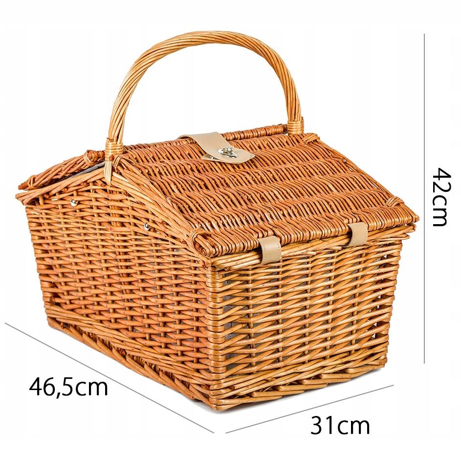 Geflochtener Picknickkorb, Thermotasche, Teller-Set für 4 Personen, Vatertag