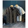 Spring Summer Men's Striped Top Cool Breathable Business Commuter Turn-down Collar Short Sleeve Shirt
