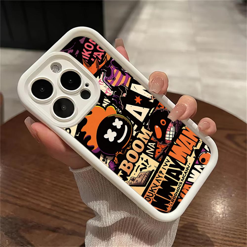 Fashion Graffiti Flame Punk Phone Case for iPhone 16 14 15 Pro Max 13 12 11 X XS XR 7 8 Plus SE 2022 Shockproof Protective Cover