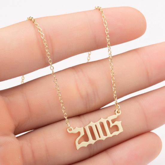 1980-2019 Doğum Yılı Numarası Charm Kolye Paslanmaz Çelik Zincir Kolye Takı
