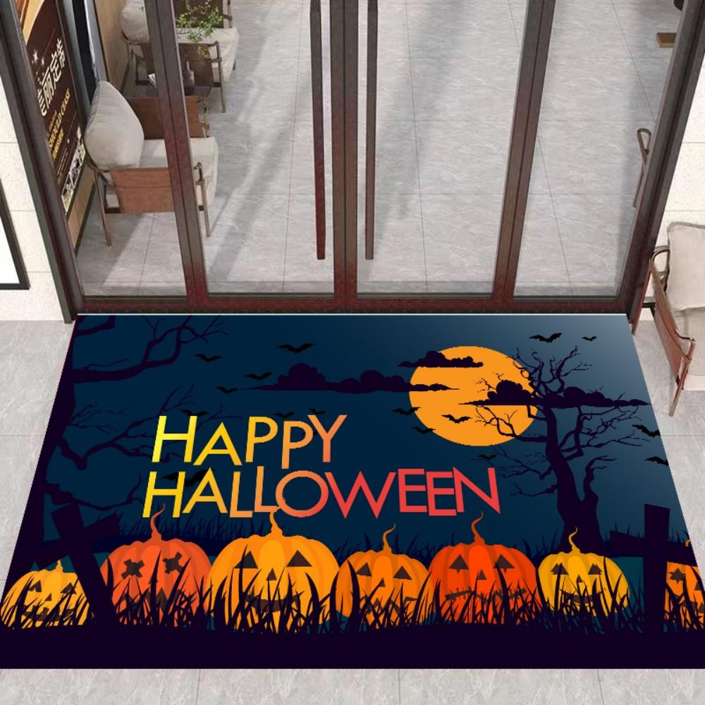 Halloween Themed Entrance Mat Pumpkin Bat Castle Non Slip Entrance Mat Holiday Decoration Home Entrance Carpet
