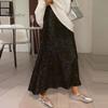 Women Maxi Skirt Elastic High Waist Long Skirt with Liner Shiny Sequ Draped Breathable Skirt Street Wear